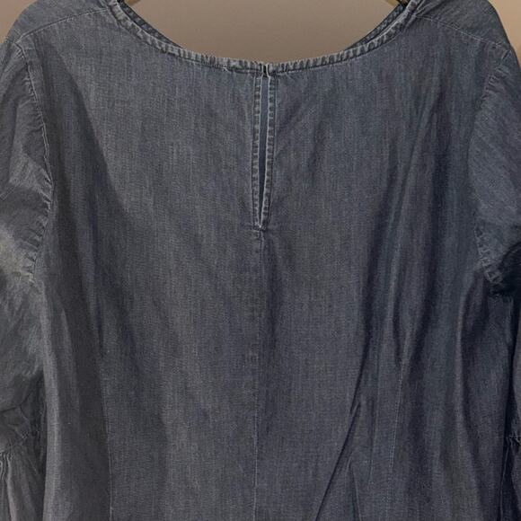 Eloquii Chambray Womens Size 18 Denim Shift Dress Bell Sleeves Cotton - Picture 8 of 9